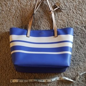 Kate Spade New York blue and white leather tote